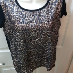 Forever 21 sequined top, leopard, Medium. M